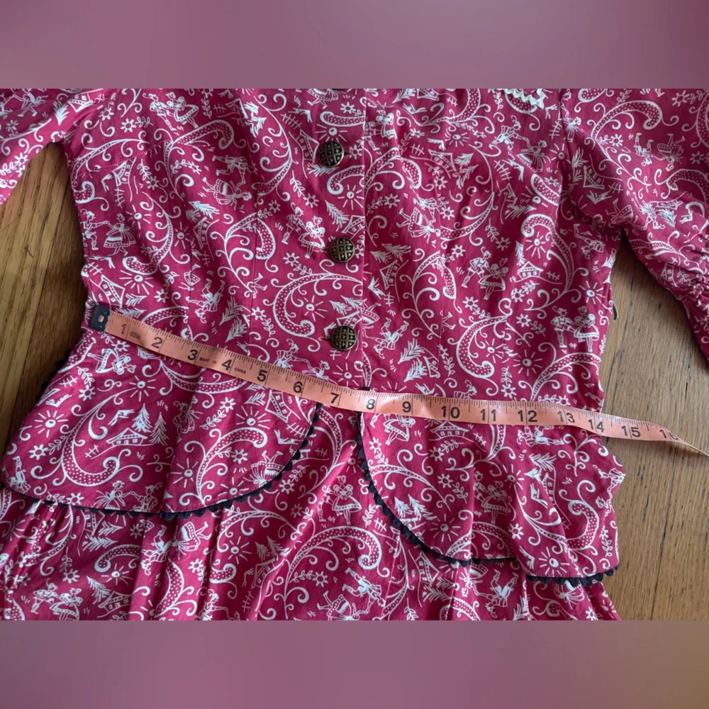 40s Inspired Red Novelty Print Paisley Dress Sz SM - Picture 12 of 12